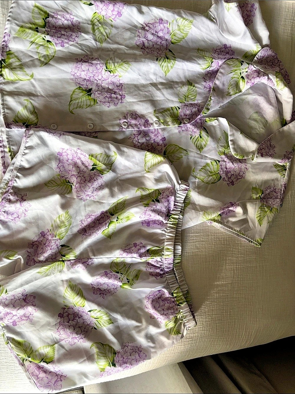 Hydrangea Bloom Pajama Set White & Purple